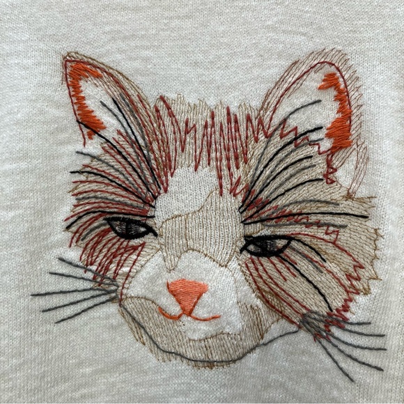 Anthropologie Moth Miaou Cat Embroidered Mock Neck Wool Blend Sweater size XS - Picture 2 of 8